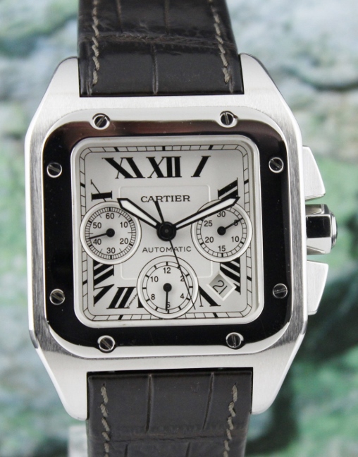 (image for) A Cartier Santos 100 XL Stainless Steel Chronograph Watch / 2740